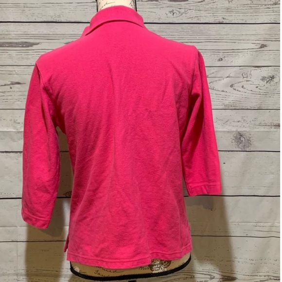 Talbots Hot Pink Polo 3/4 Sleeve Top - Picture 2 of 4